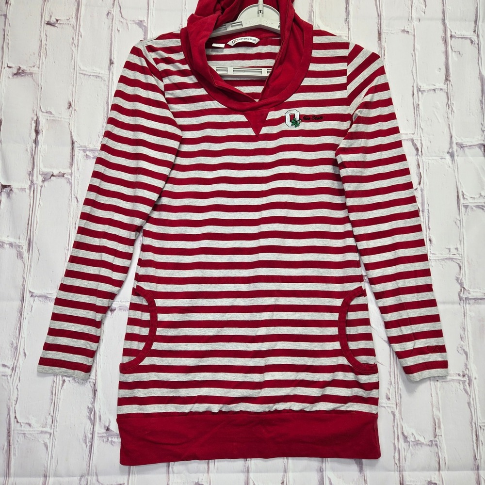 Ohio State Buckeyes Cutter & Buck Hoodie Red Striped NCAA Football Women Small